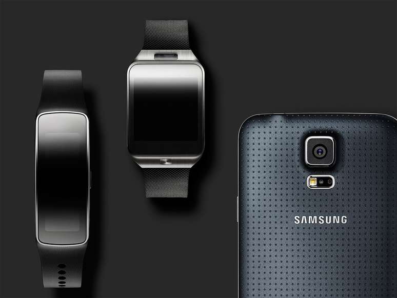 <p>Gear Fit, Gear 2 e Galaxy S5</p>