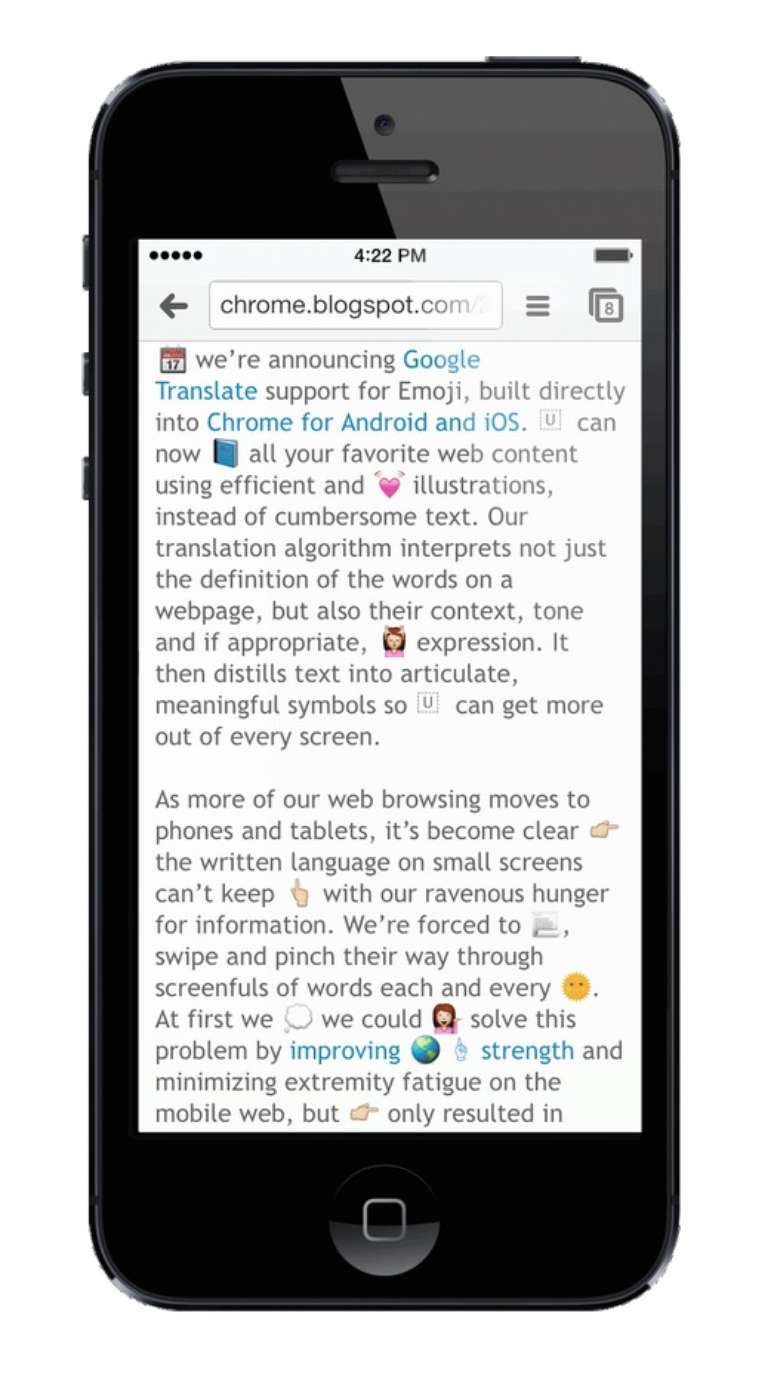 No Dia da Mentira, Google Chrome anuncia tradução para emoticons nos apps para Android e iOS