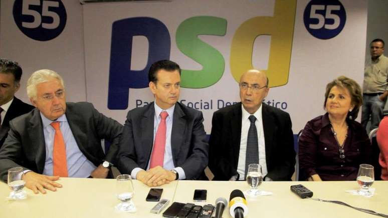 Kassab em reunião da executiva estadual do PSD, com a presença das principais lideranças regionais e nacionais da sigla