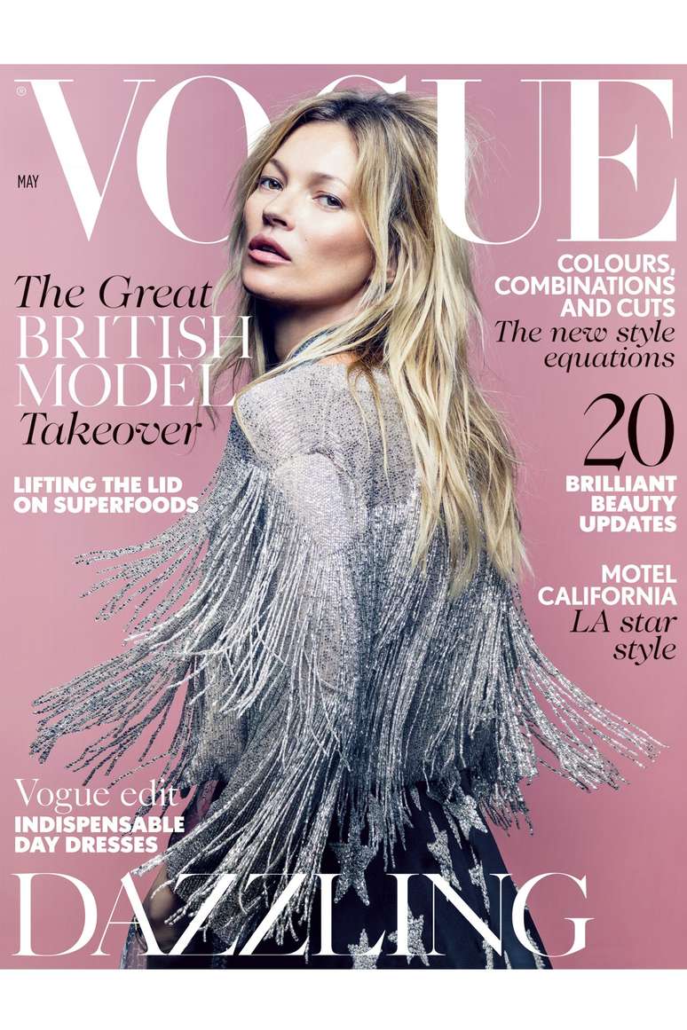 <p>Kate Moss contribui como editora de moda da revista</p>