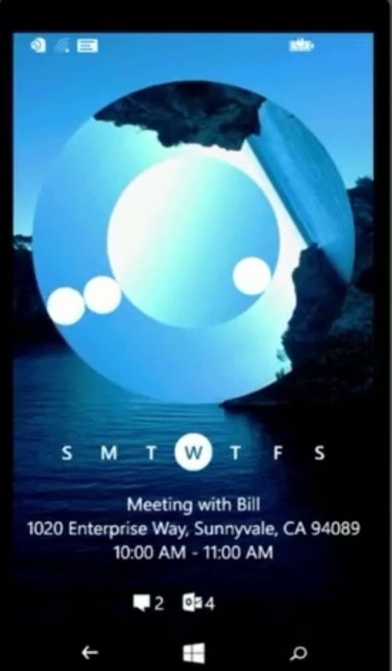 Exemplo de bloqueio de tela circular no novo Windows Phone 8.1