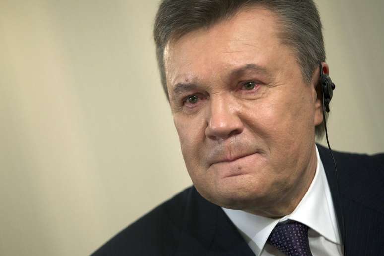 <p>O presidente ucraniano deposto, Viktor Yanukovich, fala com a Associated Press, em Rostov, Rússia, na última quarta-feira, 2 de abril</p>