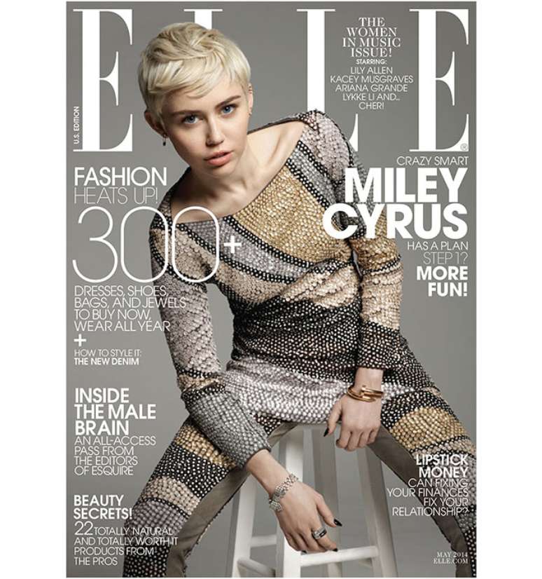 <p>Cyrus &eacute; capa da mais recente edi&ccedil;&atilde;o da revista 'Elle' norte-americana</p>