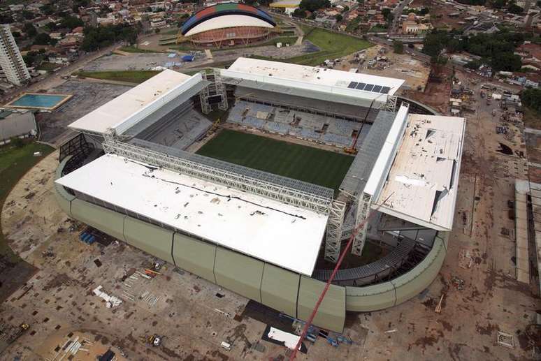 <p>Vista aérea da Arena Pantanal, uma das sedes de partidas da Copa</p>