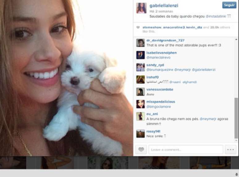 Gabriella Lenzi é comparada a Bruna Marquezine em comentários no Instagram