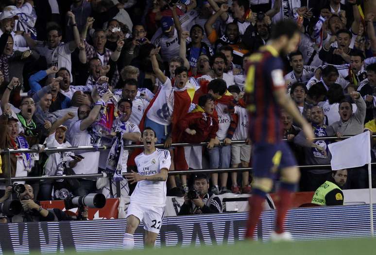 <p>Di Mar&iacute;a fez o primeiro gol do Real Madrid na final da Copa do Rei</p>