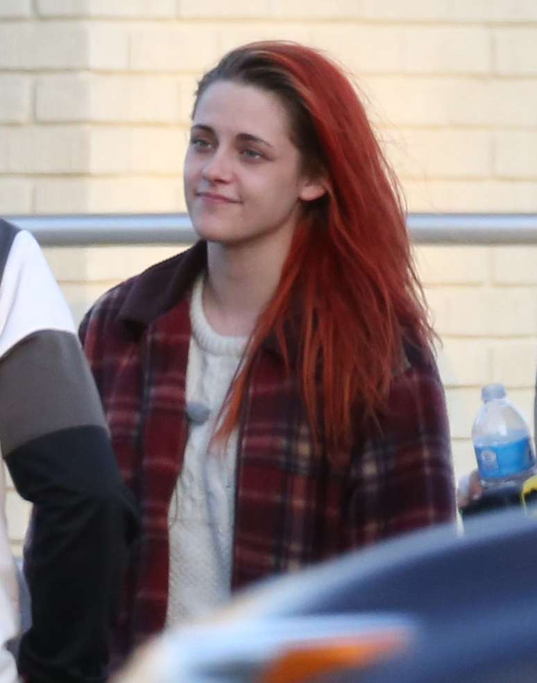 A atriz Kristen Stewart no set de filmagem de American Ultra em Nova Orleans