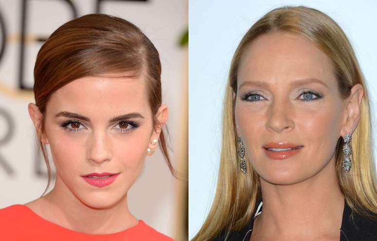 Celebridades como as atrizes Uma Thurman e Emma Watson adotam makes com sombra branca e mostram que se trata de uma nova tendência