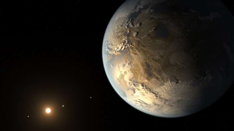 <p>O Kepler-186f tem o tamanho da Terra e está em órbita ao redor de uma estrela classificada como anã, menor e menos quente do que o sol</p>