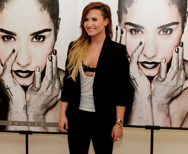 Demi Lovato durante entrevista coletiva no Citibank Hall, em São Paulo