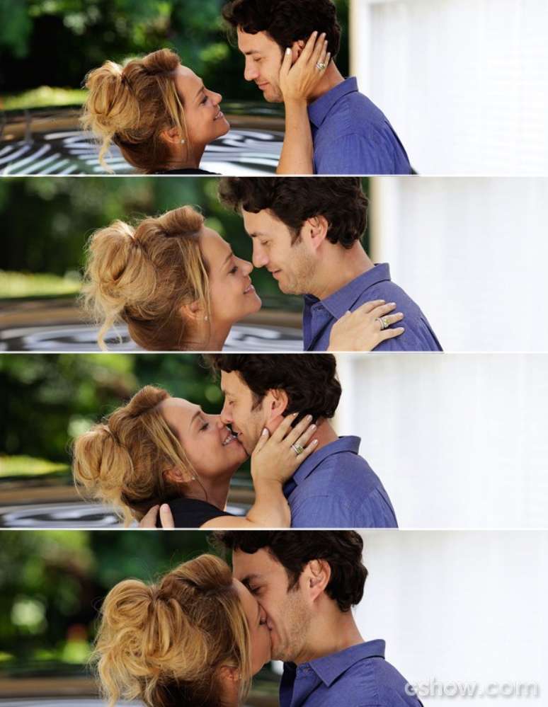 Shirley (Vivianne Pasmanter) se aproveita da crise no casamento de Laerte (Gabriel Braga Nunes) e beija o flautista