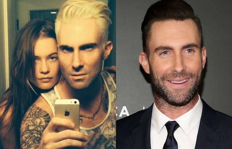 <p>Adam postou foto do novo visual ao lado da namorada; à direita, foto do cantor moreno</p>