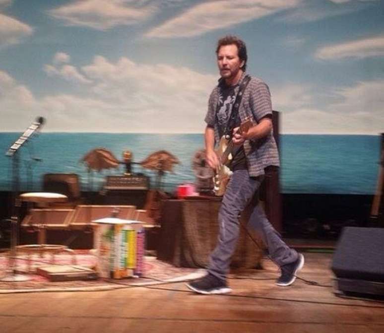 Eddie Vedder durante show em São Paulo