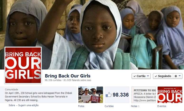 <p>Pessoas de todo o mundo têm participado de campanhas em redes sociais que pedem a libertação das reféns do Boko Haram</p>