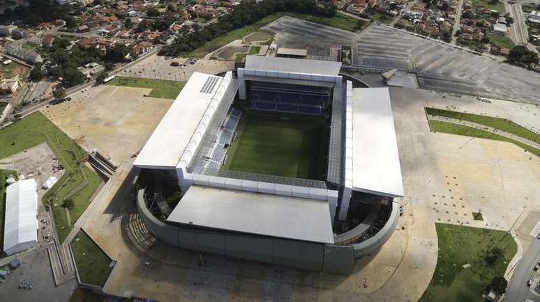 <p>Vista aérea da Arena Pantanal em Cuiabá</p>