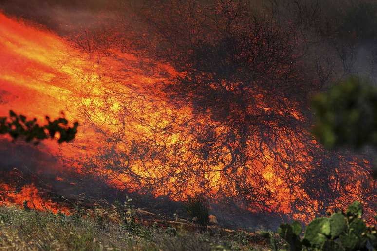 <p>Os bombeiros combatem os diversos focos de incêndio que atingem há vários dias o sul da Califórnia </p>