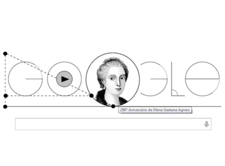 <p>Maria Gaetana Agnesi  é homenageada pelo Google na passagem de seu 296º aniversário</p>