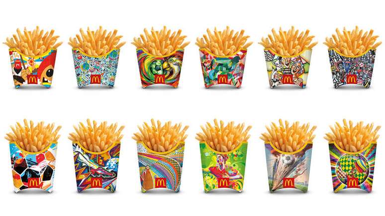 Novas embalagens de batata frita do McDonald's em celebração à Copa do Mundo de 2014