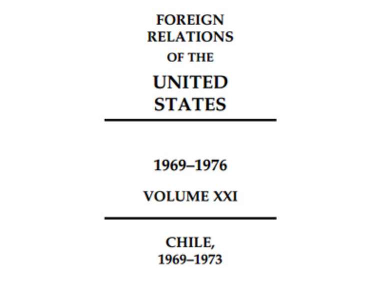 O volume de 1.045 páginas documenta a Política Externa dos Estados Unidos para o Chile "entre 20 de janeiro de 1969 a 24 de setembro de 1973