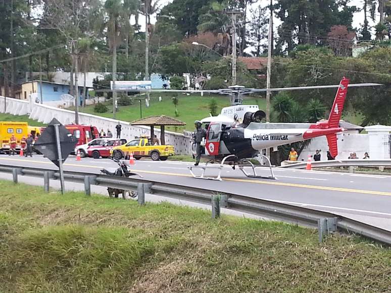 Vítima foi socorrida pelo helicóptero Águia, da Polícia Militar