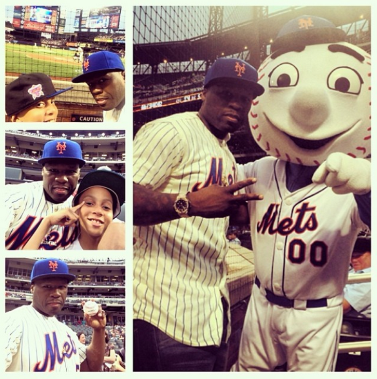 50 Cent posta foto durante jogo dos Mets 