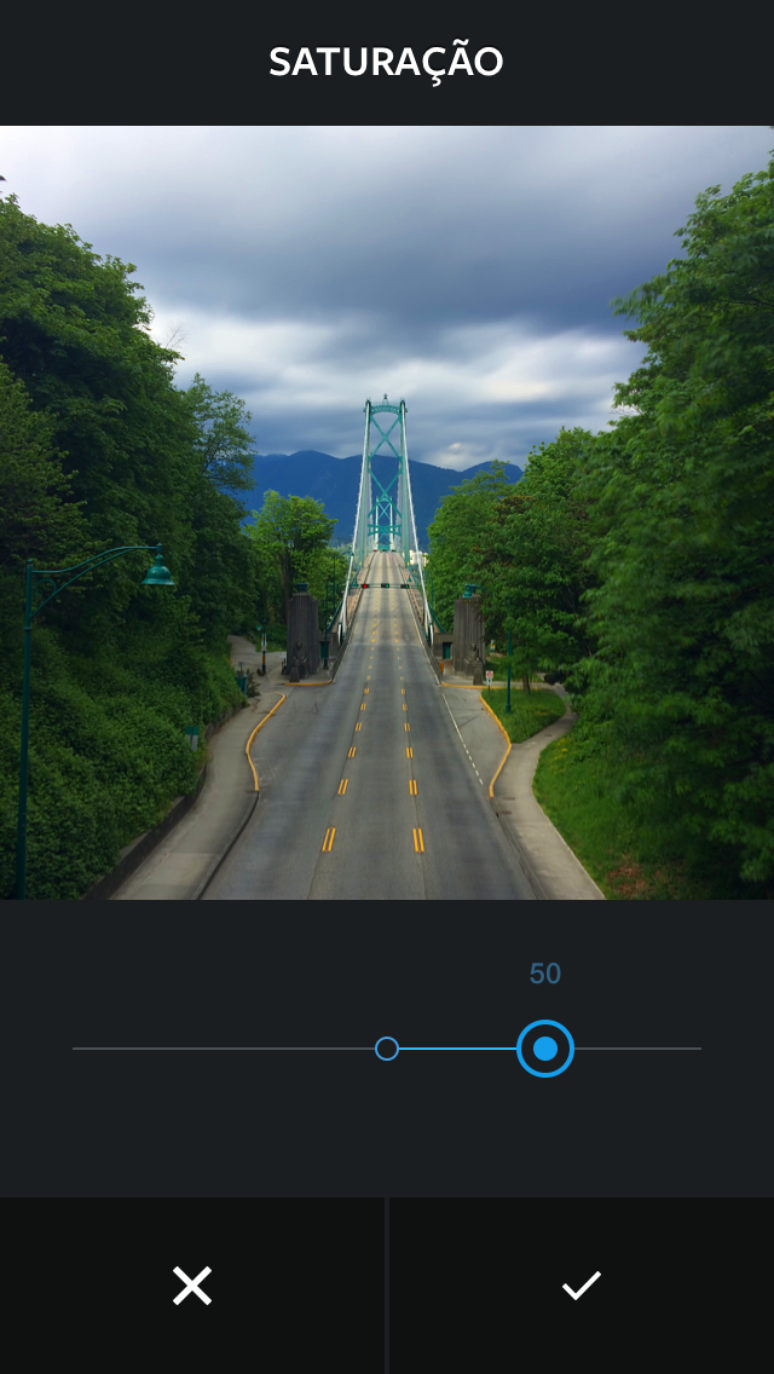Nova funcionalidade de saturação do Instagram