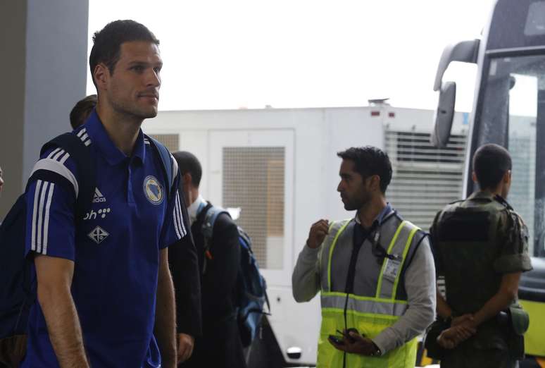 Única estreante da Copa do Mundo de 2014, Bósnia desembarcou nesta sexta-feira no Brasil para a disputa do torneio. Equipe se hospedará no Guarujá. Bósnios estão no Grupo F, ao lado de Argentina, Irã e Nigéria. Na foto, Asmir Begovic.