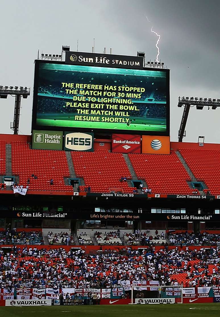 Raios assustaram jogadores e torcida em Miami