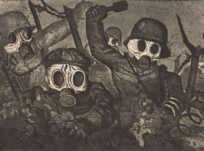 "Ofensiva de soldados com máscara contra gás", do pintor Otto Dix: retrato do horror da Primeira Grande Guerra