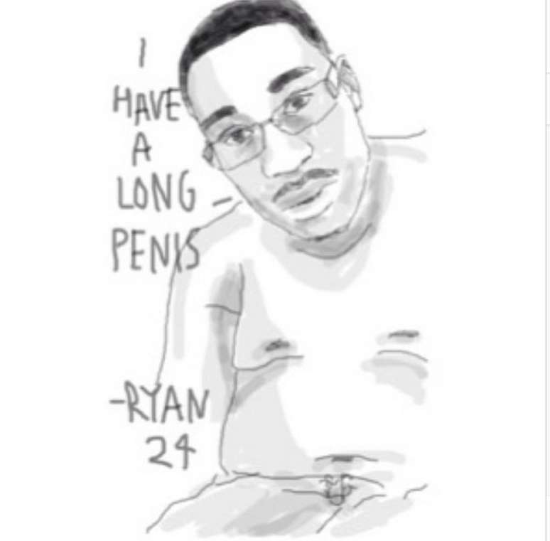 <p>"Eu tenho o pênis grande" foi uma cantada recebida, à qual a artista respondeu com esta imagem </p>