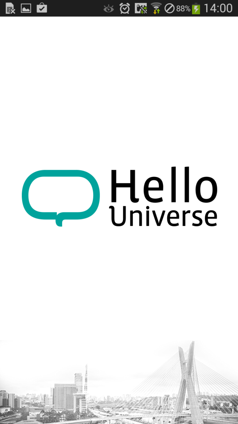 Tela principal do aplicativo Hello Universe