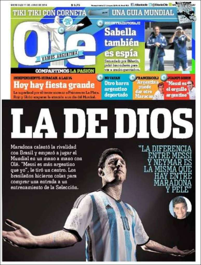"A diferença entre Messi e Neymar é a mesma que existe entre Maradona e Pelé", diz ex-camisa 10 da Argentina