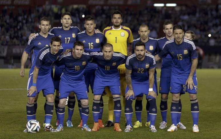 Seleção da Argentina em foto antes de amistoso internacional contra Trinidad e Tobago antes da Copa do Mundo de 2014.