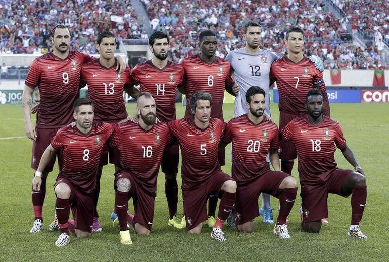 Equipe titular de Portugal antes do amistoso pré-Copa contra a Irlanda, em Nova Jersey, nos EUA.  10/06/2014.