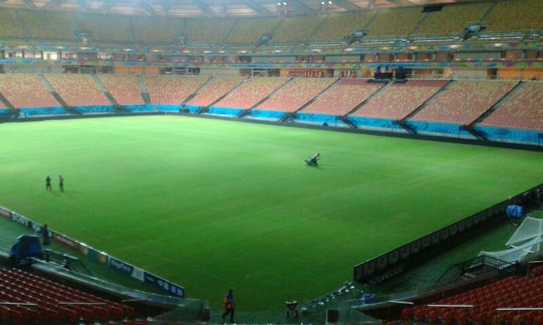 Imagens divulgadas pela empresa responsável pelo campo da Arena da Amazônia mostram um gramado em boas condições