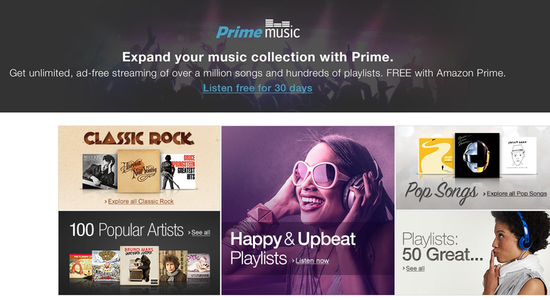 <p>"Prime Music" permite aos assinantes do programa de US$ 99 por ano consigam fazer o streaming ou baixar mais de um milhão de músicas</p>