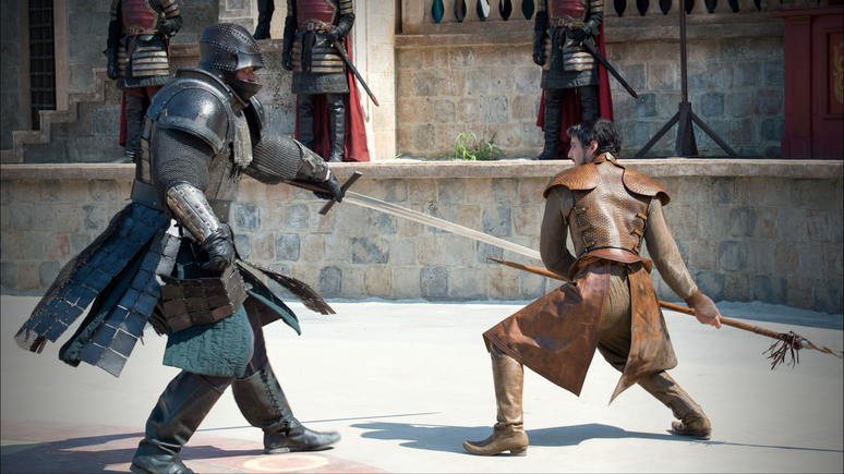 <p>Oberyn Martell e A Montanha duelam para decidir o destino de Tyrion Lannister</p>