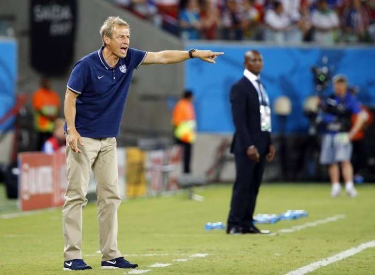 <p>O técnico da seleção dos EUA, Juergen Klinsmann, durante partida contra Gana na Arena das Dunas, em Natal. 16/6/2014</p>