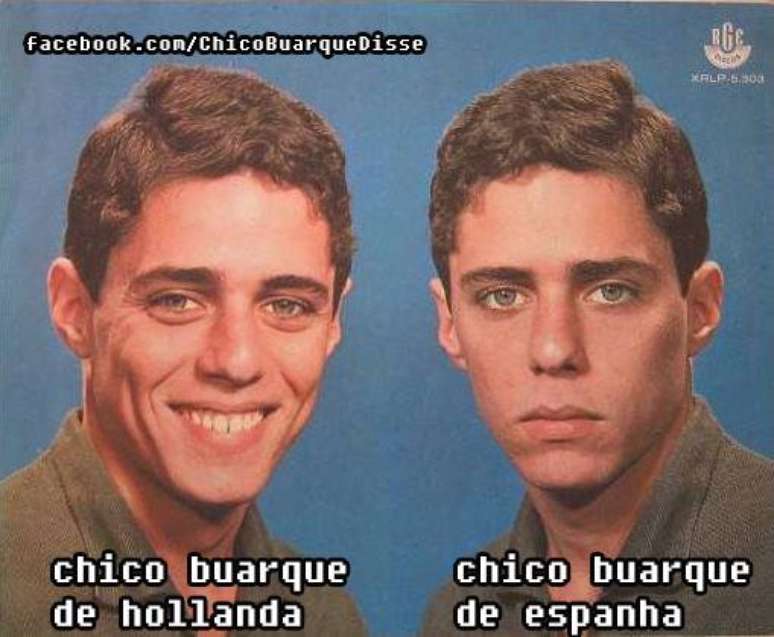 <p>Além da popularidade por suas composições, Chico Buarque também se consagrou como um meme nas redes sociais. Baseada na capa do disco de estreia do músico, <em>Chico Buarque de Hollanda Vol. 1</em>, a página <em>Chico Buarque Disse</em>, criada em junho de 2013, faz montagens bem humoradas com a arte do álbum. Confira algumas na galeria</p>