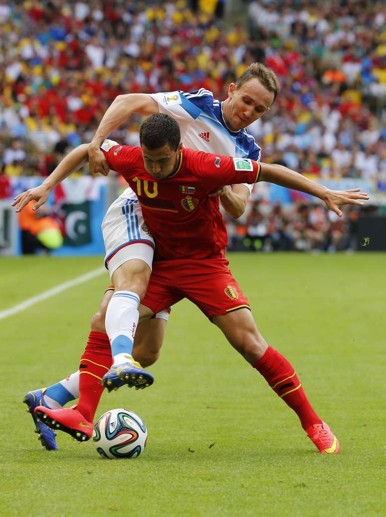 <p>Hazard apareceu no final e fez a jogada do gol da Bélgica</p>
