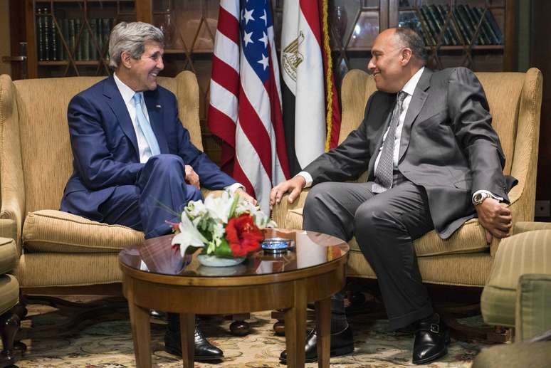 John Kerry se reúne com Sameh Shoukri, ministro das Relações Exteriores do Egito