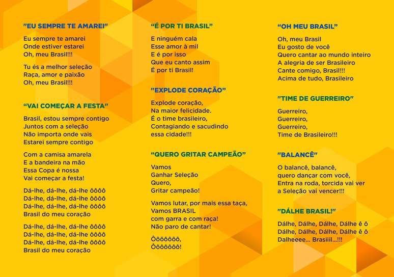 Panfleto que circula na internet incentiva novos cânticos aos brasileiros 
