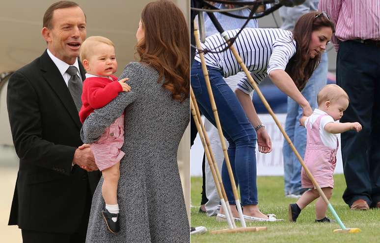 <p>Assim como sua mãe, príncipe George também repete roupas! Durante a visita da família real à Austrália, George usou um macacão listrado de vermelho e branco combinado com casaquinho também vermelho e, recentemente, em um jogo de polo, apareceu com o mesma peça</p>