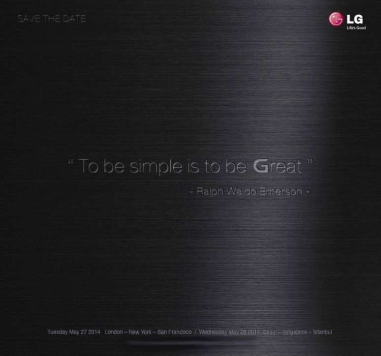 Teaser da LG enviado à imprensa internacional antes do lançamento do LG G3