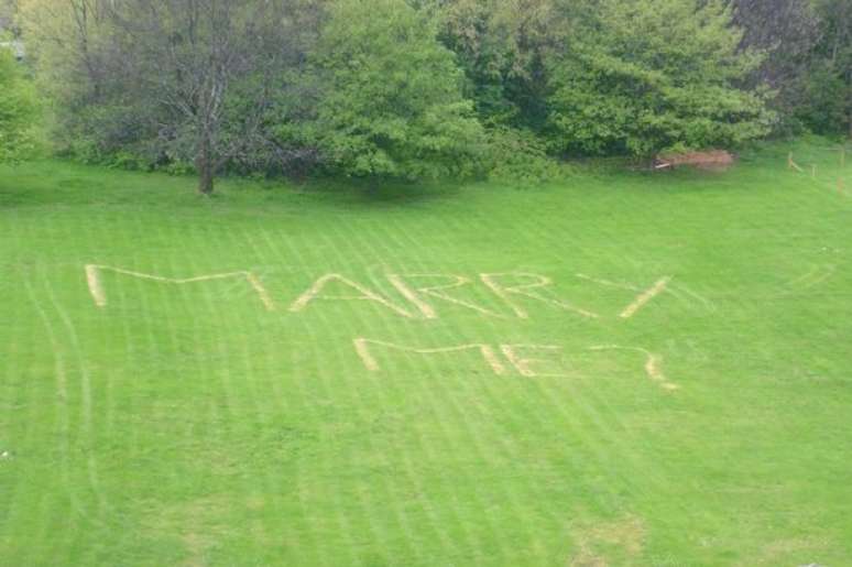<p>Na mensagem, o jardineiro escreveu "Casa-se comigo?"</p>