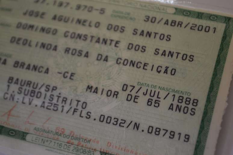 O RG comprova a data de nascimento de Jos&eacute; Aguinelo. Muitas pessoas com a idade mais avan&ccedil;ada n&atilde;o tem documentos que provem a idade 