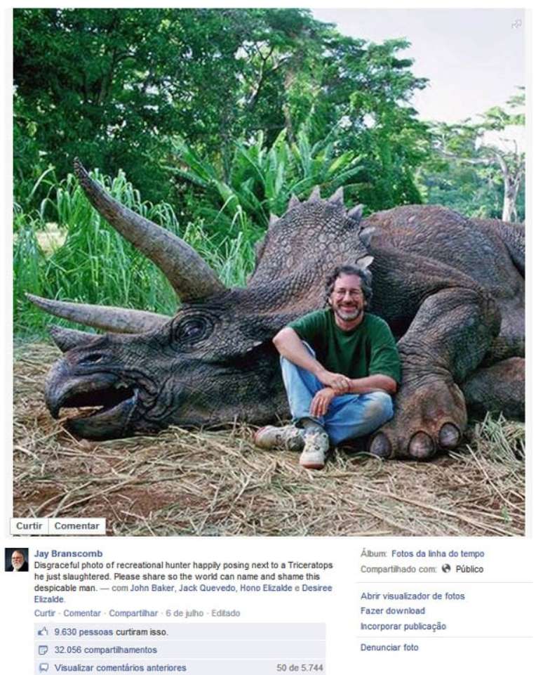 Piada com foto de Spielberg revoltou alguns seguidores desavisados 