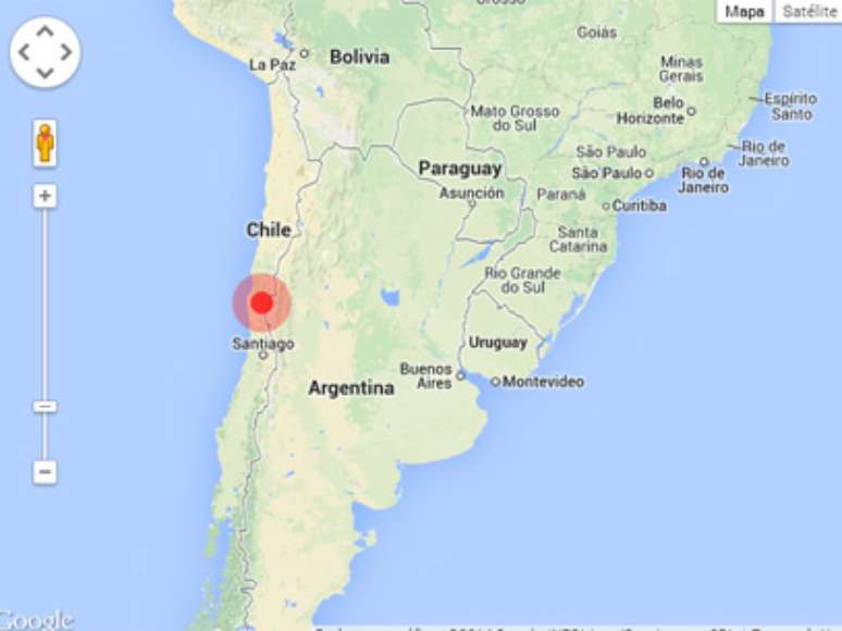 O epicentro do terremoto ocorreu a 300 quilômetros ao norte da capital Santiago