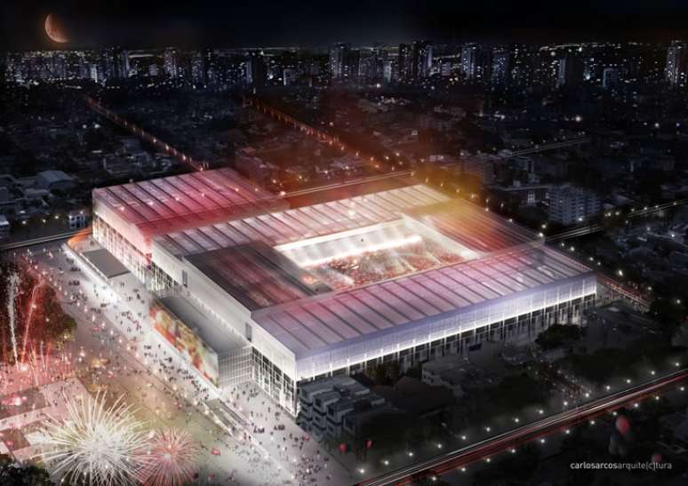 Projeto da Arena da Baixada com o teto retrátil