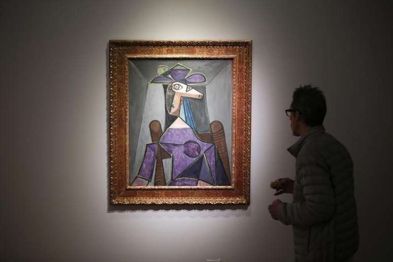 Obra de Pablo Picasso "Retrato de Mulher" (Dora Maar) exposta durante exposição de impressionistas na Christie's, em Nova York. 2/5/2014.